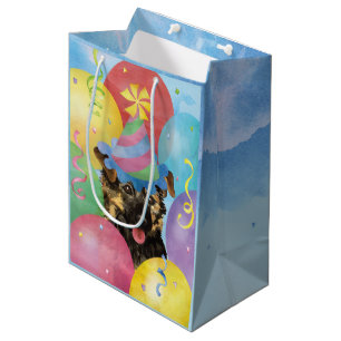 Sac Cadeau Moyen Ballons d'anniversaire Yorkie Sac-cadeau moyen