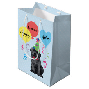 Sac Cadeau Moyen Ballons de fête d'anniversaire Black Lab