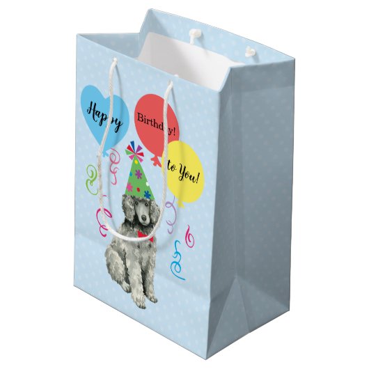 Sac Cadeau Moyen Ballons de fête d'anniversaire caniche (Dos Angle)