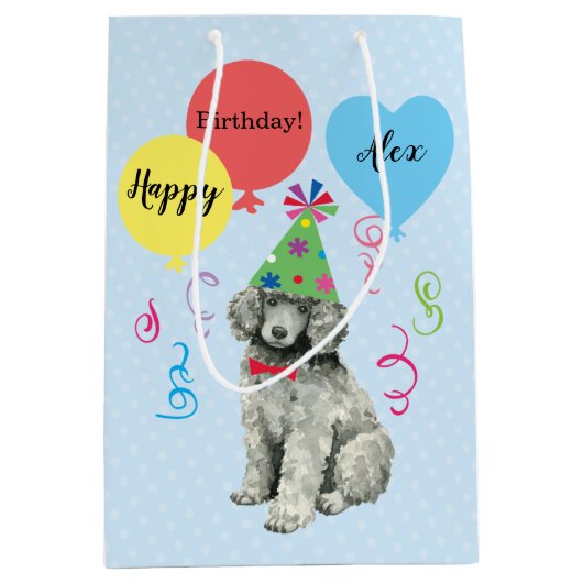 Sac Cadeau Moyen Ballons de fête d'anniversaire caniche (Devant)