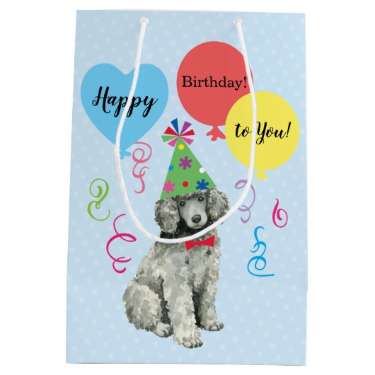 Sac Cadeau Moyen Ballons de fête d'anniversaire caniche (Dos)