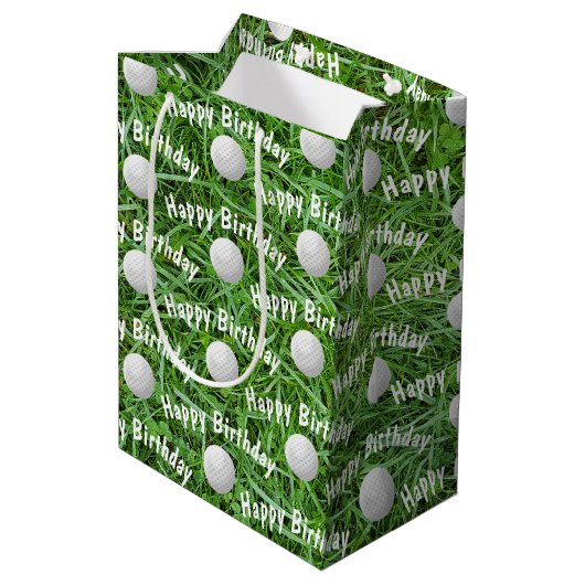 Sac Cadeau Moyen Ballons de golf d'anniversaire sur l'herbe Medium  (Dos Angle)