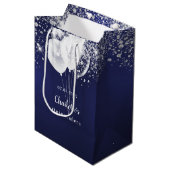Sac Cadeau Moyen Ballons de parties scintillant blanc bleu marine Q (Devant Angle)