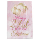 Sac Cadeau Moyen Ballons glamour du 21e anniversaire (Devant)