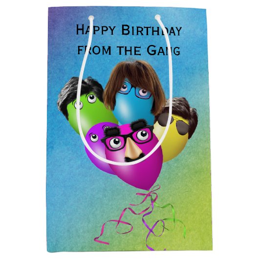 Sac Cadeau Moyen Balloons d'anniversaire arc-en-ciel (Devant)