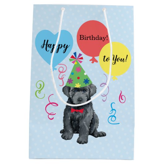 Sac Cadeau Moyen Balloons d'anniversaire Bouvier des Flandres (Dos)