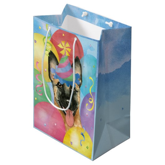 Sac Cadeau Moyen Balloons d'anniversaire Malinois (Devant Angle)