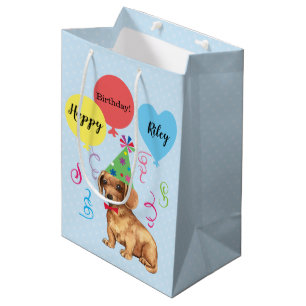 Sac Cadeau Moyen Balloons de fête d'anniversaire Dachshund