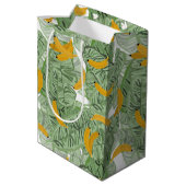 Sac Cadeau Moyen Banane tropicale moderne Motif vert (Dos Angle)