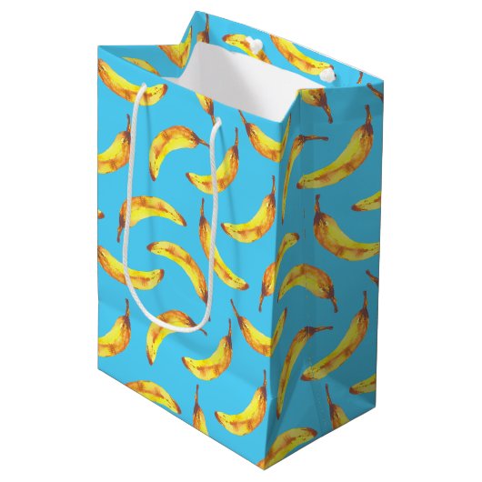 Sac Cadeau Moyen Bananes Motif aquarelle (Devant Angle)