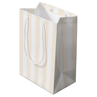 Sac Cadeau Moyen Bande de bonbons beige et blanche
