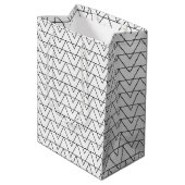 Sac Cadeau Moyen Bande de Chevron noir et blanc (Dos Angle)