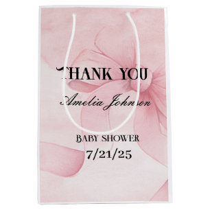 Sac Cadeau Moyen Bande rose noire Coquette baby shower fille