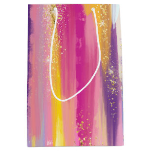 Sac Cadeau Moyen Bandes arc-en-ciel colorées avec Parties scintilla