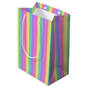 Sac Cadeau Moyen Bandes arc-en-ciel pastel