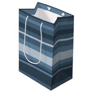 Sac Cadeau Moyen Bandes bleu gris
