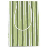 Sac Cadeau Moyen Bandes de bonbons d'olive et blanc (Devant)