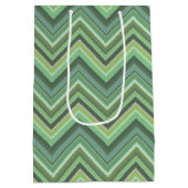 Sac Cadeau Moyen Bandes de zigzag vert olive (Dos)