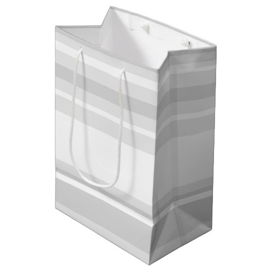 Sac Cadeau Moyen Bandes gris clair (Devant Angle)