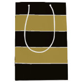 Sac Cadeau Moyen Bandes noires, dorées et blanches (Devant)