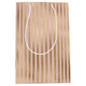 Sac Cadeau Moyen Bandes roses et or (Devant)