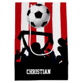 Sac Cadeau Moyen Bandes rouges et blanches Ventilateurs de football (Dos)