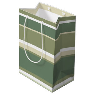 Sac Cadeau Moyen Bandes vert olive