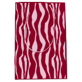 Sac Cadeau Moyen Bandes zébrées - Bourgogne et rose (Devant)