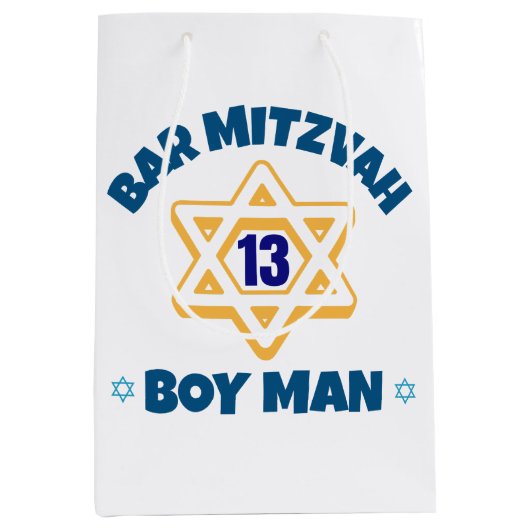 Sac Cadeau Moyen Bar Mitzvah Star de David (Devant)