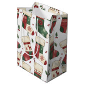 Sac Cadeau Moyen Bas de Noël patchwork rouge vert blanc (Dos Angle)