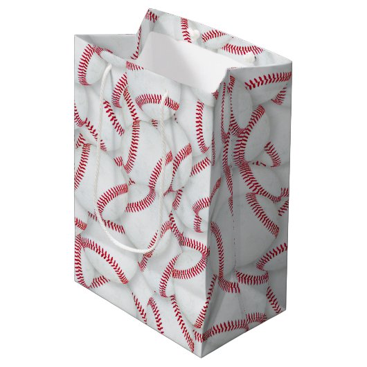 Sac Cadeau Moyen Baseballs en calque Motif Anniversaire (Devant Angle)