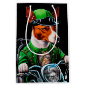 Sac Cadeau Moyen Basenji Chien conduisant vélo St. Patrick's Day (Devant)