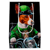 Sac Cadeau Moyen Basenji Chien conduisant vélo St. Patrick's Day (Dos)