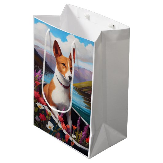 Sac Cadeau Moyen Basenji Chien sur une pagaie : une aventure Pittor (Devant Angle)