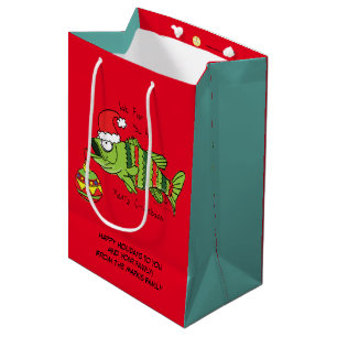 Sac Cadeau Moyen Basse de Noël amusant Pêche Poisson Cute Cartoon