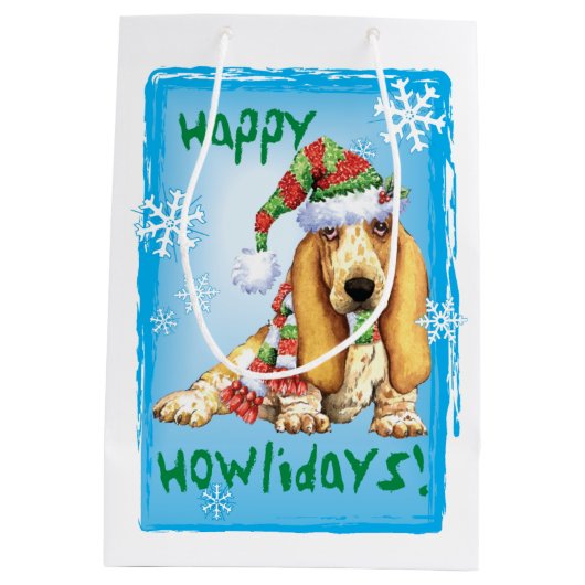 Sac Cadeau Moyen Basset heureux de Howlidays (Dos)