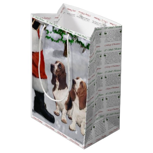 Sac Cadeau Moyen Basset Hound Croire Noël (Dos Angle)