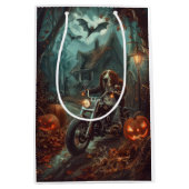 Sac Cadeau Moyen Basset Hound équitation moto Halloween effrayant (Devant)