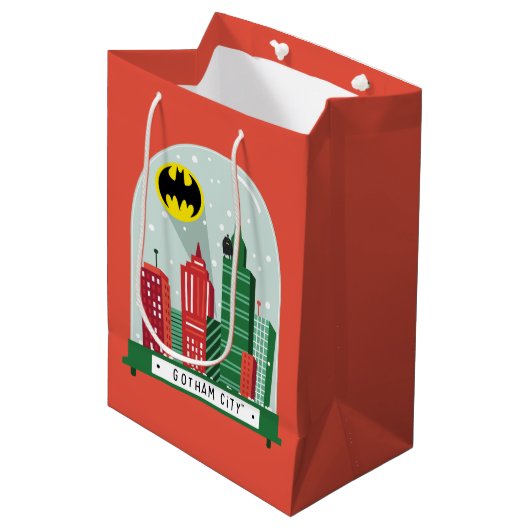 Sac Cadeau Moyen Batman Gotham City™ - Graphique du Globe des neige (Devant Angle)