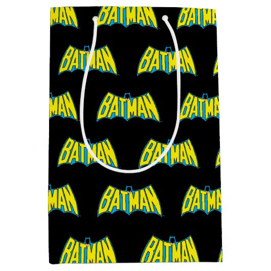 Sac Cadeau Moyen Batman | Logo Vintage bleu jaune (Devant)