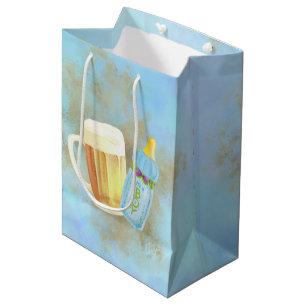 Sac Cadeau Moyen BBQ bébé et bière Thème de la douche extérieure