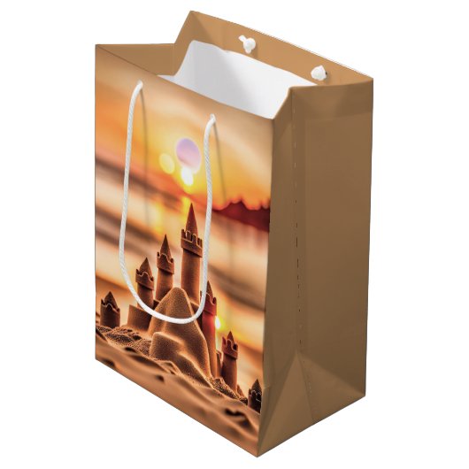 Sac Cadeau Moyen Beach Sandcastle pour Anniversaire (Devant Angle)