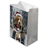 Sac Cadeau Moyen Beagle Chien équitation moto Noël (Dos Angle)