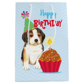 Sac Cadeau Moyen Beagle de Cupcake anniversaire (Devant)