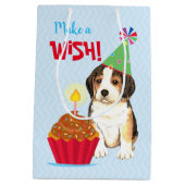 Sac Cadeau Moyen Beagle de Cupcake anniversaire (Dos)