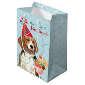 Sac Cadeau Moyen Beagle doux d'anniversaire (Devant Angle)