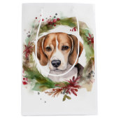Sac Cadeau Moyen Beagle Noël Wreath Festive Pup (Devant)