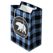 Sac Cadeau Moyen Bear Baby shower Garçon bleu (Devant Angle)