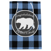 Sac Cadeau Moyen Bear Baby shower Garçon bleu (Devant)