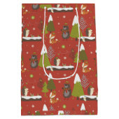 Sac Cadeau Moyen Bear mignonne, Fox, & Hedgehog Enfants Noël drôle (Dos)